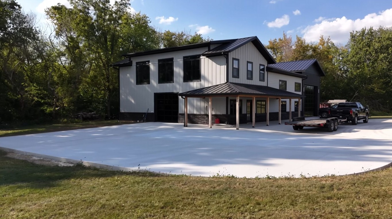 Newly finished concrete driveway in Dale City, VA
